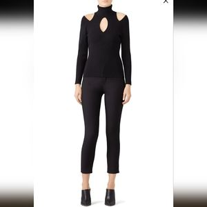 A.L.C Black Matera Ribbed Cutout Long-Sleeve Sweater Turtleneck Size XS